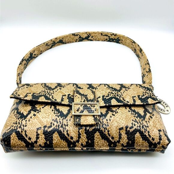 Steve Madden Snakeskin Pattern Tan and Black Women's Bag - Picture 3 of 8